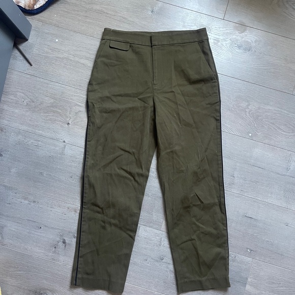 Equipment Femme Pant Olive Green Cropped Trousers Size 0 - Picture 3 of 5